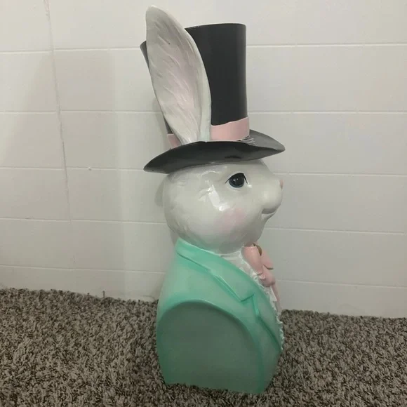 Tophat & Tail XL Rabbit with Bust & Top Hat Figural Easter Spring Home Decor - Picture 5 of 5